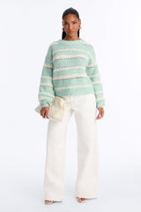 Women's Striped Long Sleeve Sweater — Crew Neck | Yvezi — 2