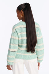 Women's Striped Long Sleeve Sweater — Crew Neck | Yvezi — 4