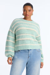 Women's Striped Long Sleeve Sweater — Crew Neck | Yvezi — 5
