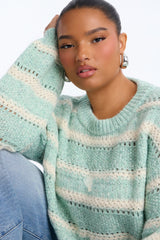 Women's Striped Long Sleeve Sweater — Crew Neck | Yvezi — 7