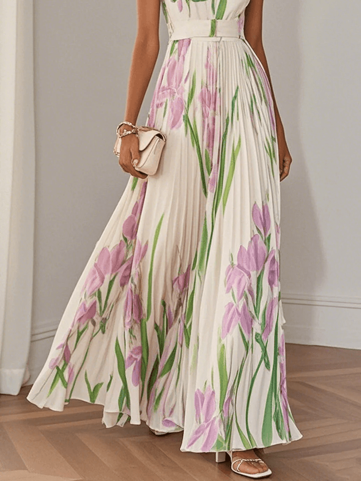 Eliana | Women's Floral Chiffon Pleated Party Maxi Dress — view 2