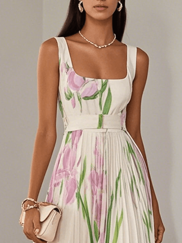 Eliana | Women's Floral Chiffon Pleated Party Maxi Dress — view 3