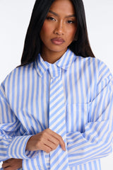 Women's Striped Cotton Shirt — Long Sleeve, Oversized | Yvezi — 3