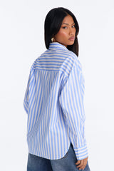 Women's Striped Cotton Shirt — Long Sleeve, Oversized | Yvezi — 4