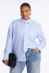 Women's Striped Cotton Shirt — Long Sleeve, Oversized | Yvezi — 5