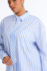 Women's Striped Cotton Shirt — Long Sleeve, Oversized | Yvezi — 7