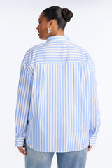 Women's Striped Cotton Shirt — Long Sleeve, Oversized | Yvezi — 8