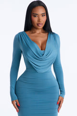 Women's Midi Dress — Long Sleeve | Yvezi — 14