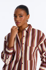 Women's Striped Cotton Shirt — Long Sleeve, Oversized | Yvezi — 10
