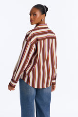 Women's Striped Cotton Shirt — Long Sleeve, Oversized | Yvezi — 11