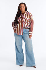 Women's Striped Cotton Shirt — Long Sleeve, Oversized | Yvezi — 12