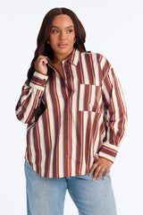 Women's Striped Cotton Shirt — Long Sleeve, Oversized | Yvezi — 13