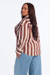 Women's Striped Cotton Shirt — Long Sleeve, Oversized | Yvezi — 15