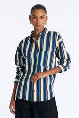 Women's Striped Cotton Shirt — Long Sleeve, Oversized | Yvezi — 16