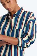 Women's Striped Cotton Shirt — Long Sleeve, Oversized | Yvezi — 18