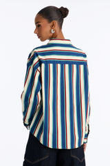 Women's Striped Cotton Shirt — Long Sleeve, Oversized | Yvezi — 19