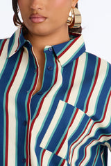 Women's Striped Cotton Shirt — Long Sleeve, Oversized | Yvezi — 22