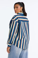 Women's Striped Cotton Shirt — Long Sleeve, Oversized | Yvezi — 23