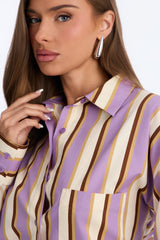 Women's Striped Cotton Shirt — Long Sleeve, Oversized | Yvezi — 40