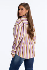 Women's Striped Cotton Shirt — Long Sleeve, Oversized | Yvezi — 41