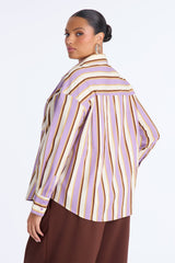 Women's Striped Cotton Shirt — Long Sleeve, Oversized | Yvezi — 45