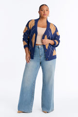 Women's Argyle Cardigan — Button Front, Long Sleeve | Yvezi — 12