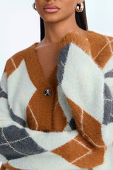 Women's Argyle Cardigan — Button Front, Long Sleeve | Yvezi — 25