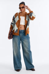 Women's Argyle Cardigan — Button Front, Long Sleeve | Yvezi — 28