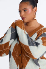 Women's Argyle Cardigan — Button Front, Long Sleeve | Yvezi — 29