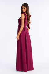 Women's Maxi Dress — Pleated, V Neck | Yvezi — 15