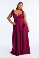 Women's Maxi Dress — Pleated, V Neck | Yvezi — 17