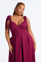 Women's Maxi Dress — Pleated, V Neck | Yvezi — 18