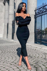 Women's Viscose Dress — Long Sleeve, Ribbed | Yvezi — 6