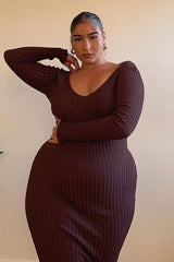 Women's Viscose Dress — Long Sleeve, Ribbed | Yvezi — 36