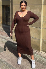 Women's Viscose Dress — Long Sleeve, Ribbed | Yvezi — 35