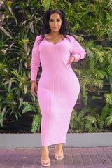 Women's Viscose Dress — Long Sleeve, Ribbed | Yvezi — 57