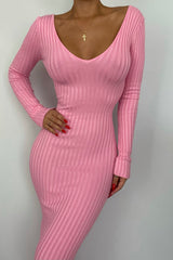 Women's Viscose Dress — Long Sleeve, Ribbed | Yvezi — 49