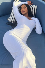 Women's Viscose Dress — Long Sleeve, Ribbed | Yvezi — 76