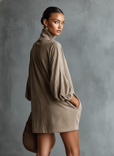 Zoraya | Women's Faux Suede Roll-Neck Long-Sleeve Dress — view 5