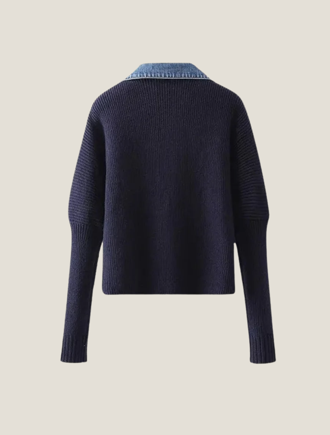 Célestia | Women's Collared Contrast Knit Cardigan — view 2