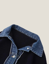 Célestia | Women's Collared Contrast Knit Cardigan — view 3