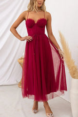 Lucienne | Women's Corset Tulle Party Midi Dress — view 10