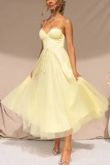 Lucienne | Women's Corset Tulle Party Midi Dress — view 2
