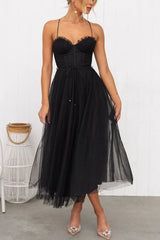 Lucienne | Women's Corset Tulle Party Midi Dress — view 3