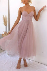 Lucienne | Women's Corset Tulle Party Midi Dress — view 8