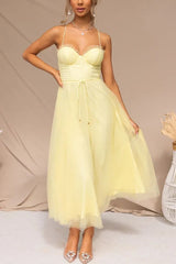 Lucienne | Women's Corset Tulle Party Midi Dress — view 1