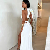 Women's Halter Neck Open-Back Party Maxi Dress — view 7