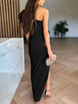 Women's Christmas Party One-Shoulder Ruffle Maxi Dress — view 15