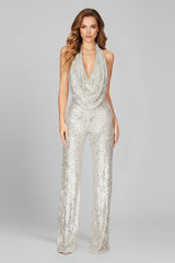 Sidonie | Women's Sequin Halter Wide-Leg Jumpsuit – Christmas Party & Evening — view 4