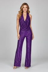 Sidonie | Women's Sequin Halter Wide-Leg Jumpsuit – Christmas Party & Evening — view 6